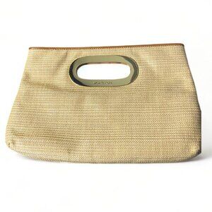 MICHAEL KORS- PVC TAN/GOLD LARGE CLUTCH BAG